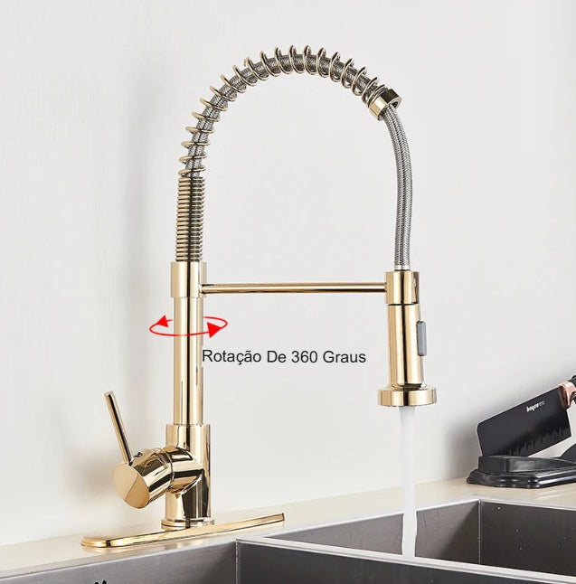 Torneira Pulverizador Retrátil – Golden Kitchen Faucet