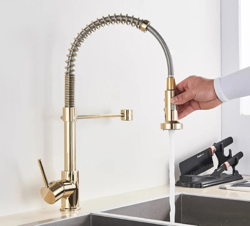 Torneira Pulverizador Retrátil – Golden Kitchen Faucet